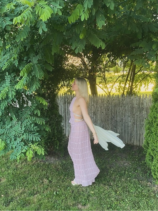 Dresses & Skirts - Lilac Tiered Maxi skirt set with Open Sides and back